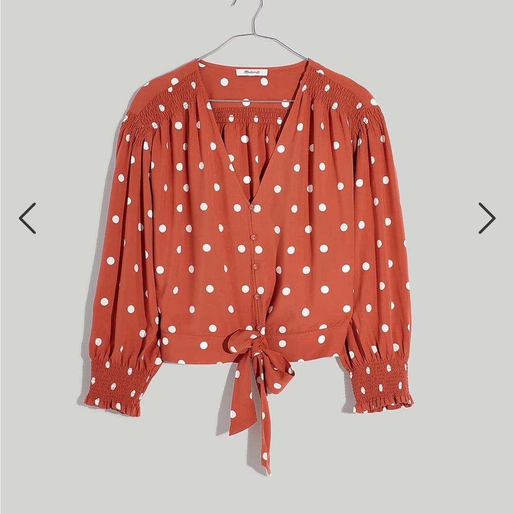 Madewell Tie Front Top in Dot